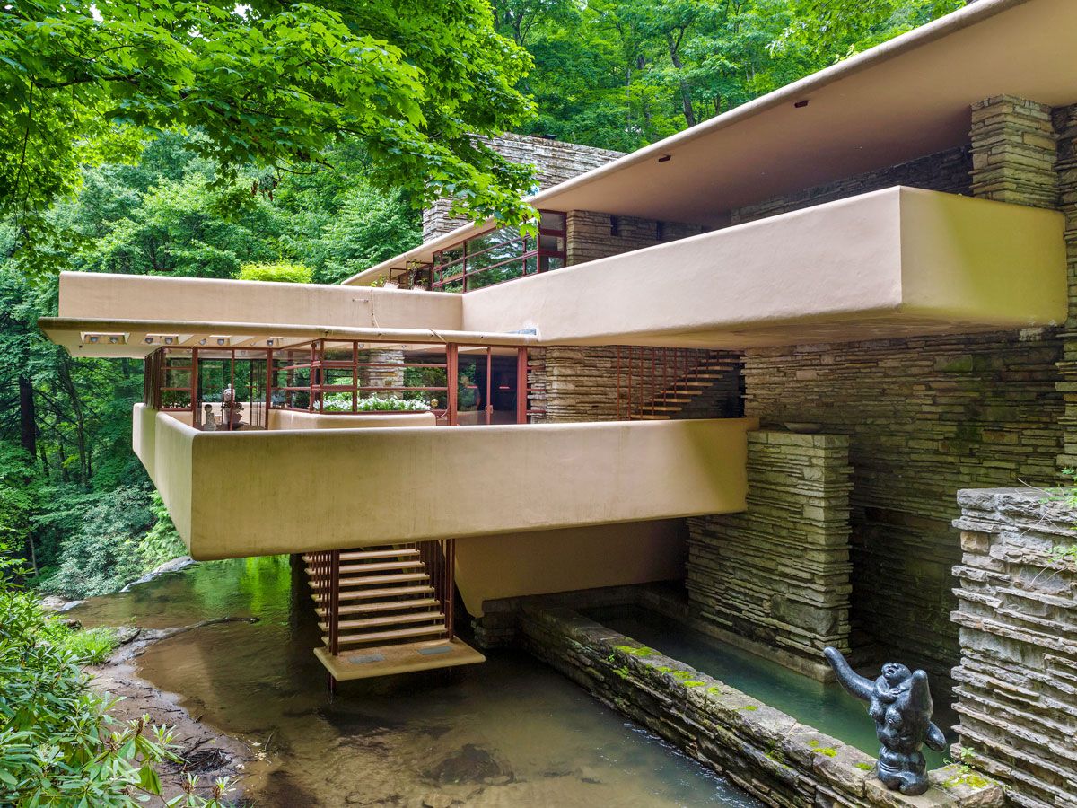 Exterior of Frank Lloyd Wright's Fallingwater home in Pennsylvania