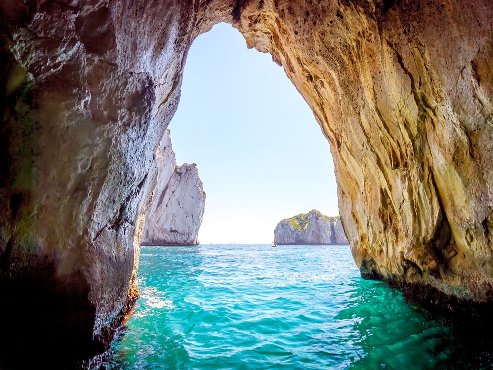 Entrance to the Blue Grotto off Italy's Amalfi Coast