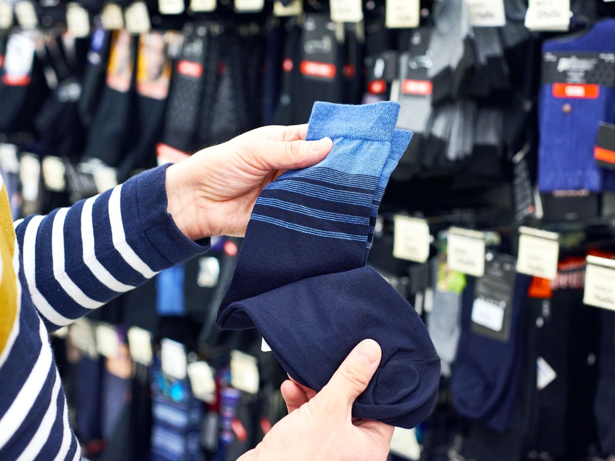 Shopper browsing socks