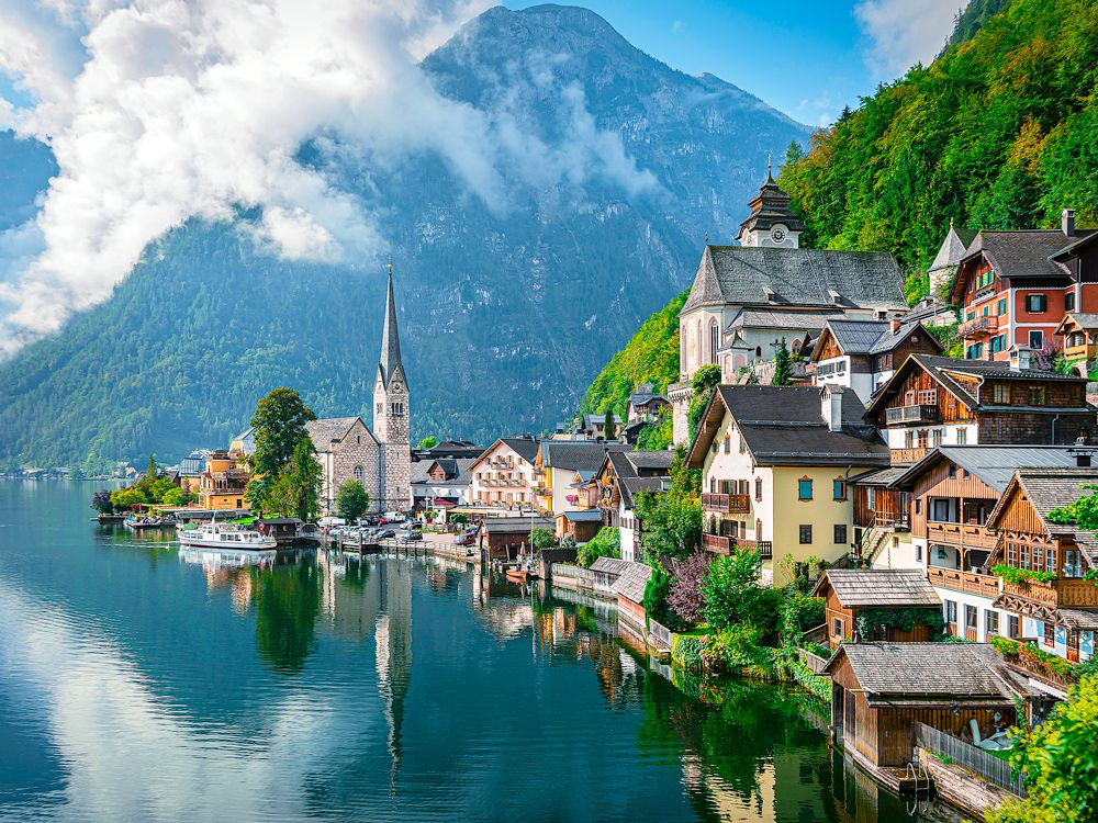 Storybook lakefront village of Hallstatt, Austria 