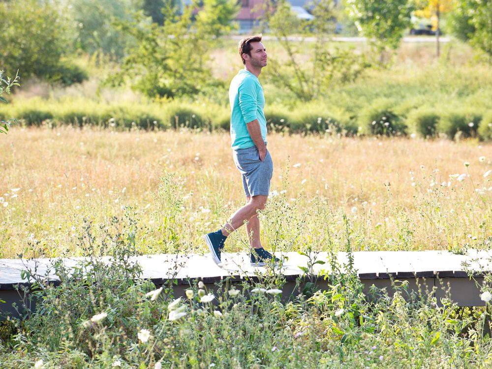 Person walking in park