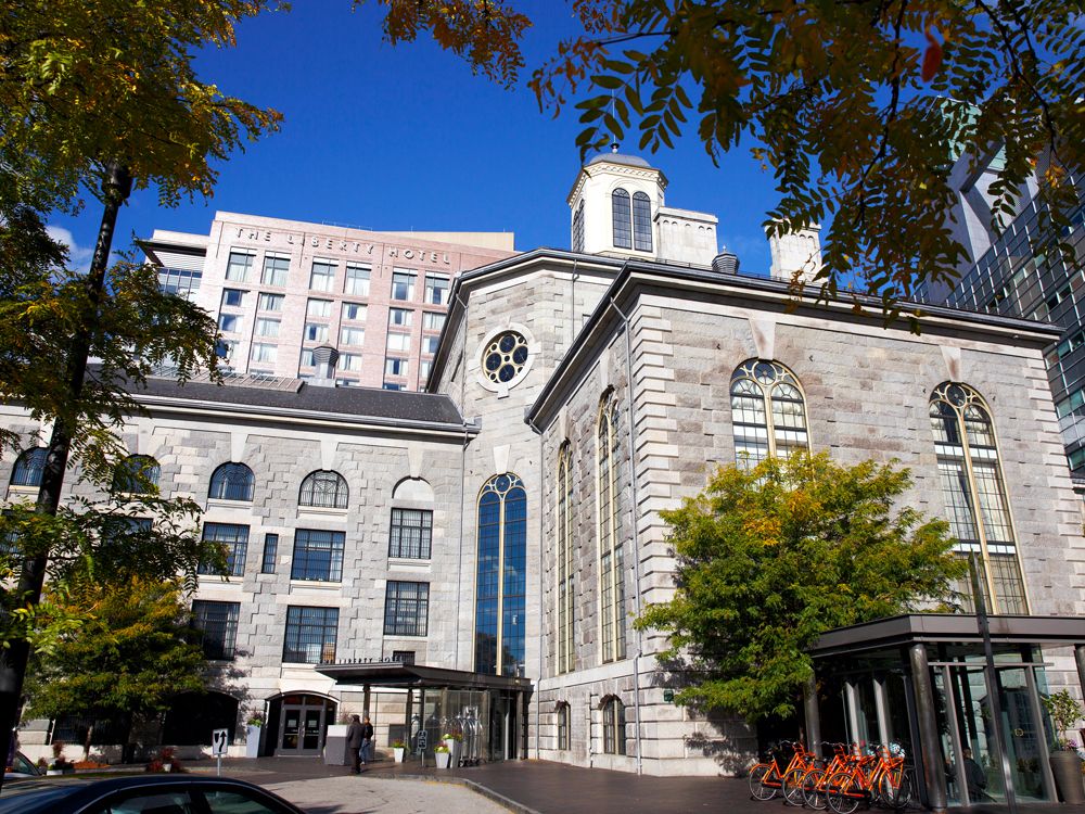 Exterior of Liberty Hotel occupying former jailhouse in Boston, Massachusetts