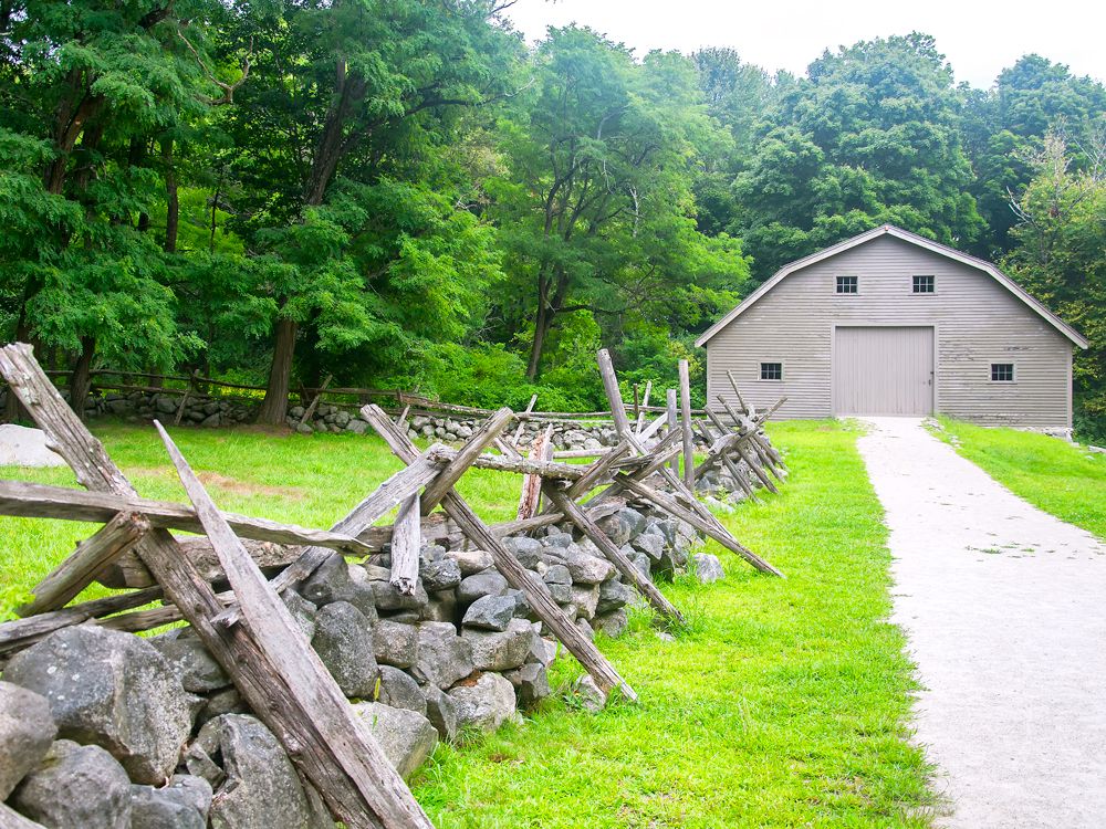 Stone wall in Minuteman National Historical Park in Lexington, Massachusetts 