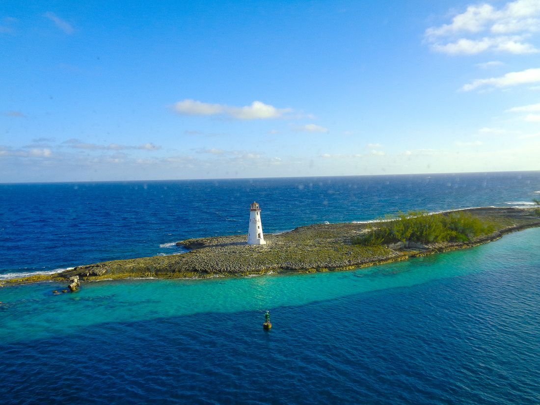 Lighthouse on small Georgia island, seen from above