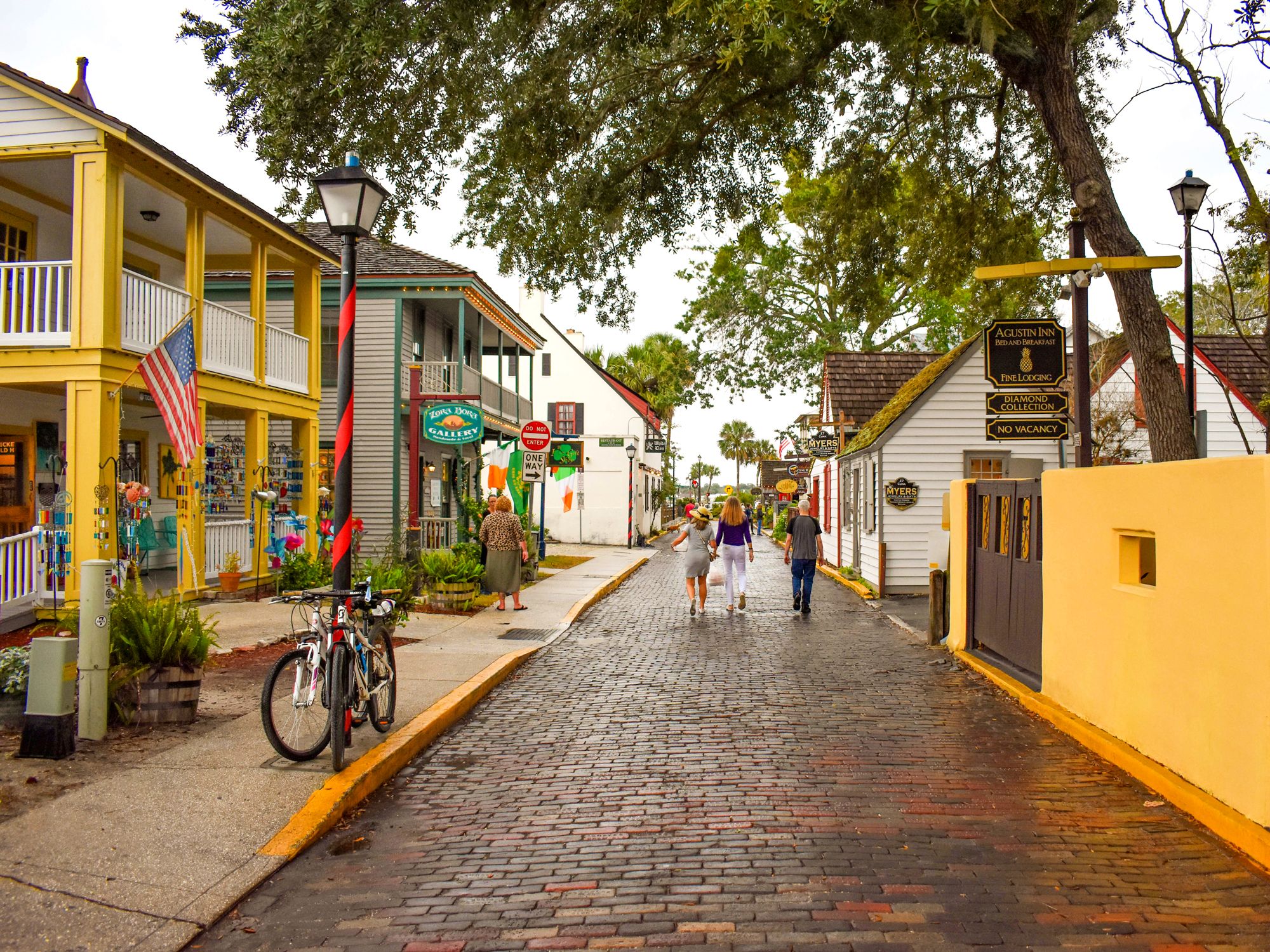 People walking on brick street in St. Augustine