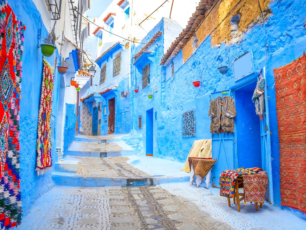 Bright blue buildings of Chefchaouen, Morocco
