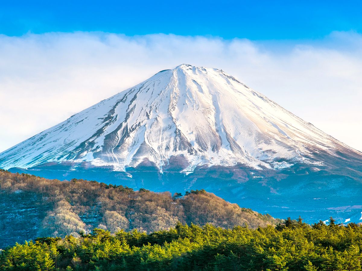 Mount Fuji, Japan, covered in snow