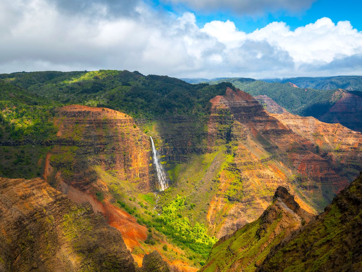 Waterfall in Waimea Canyon, Kauai, Hawaii