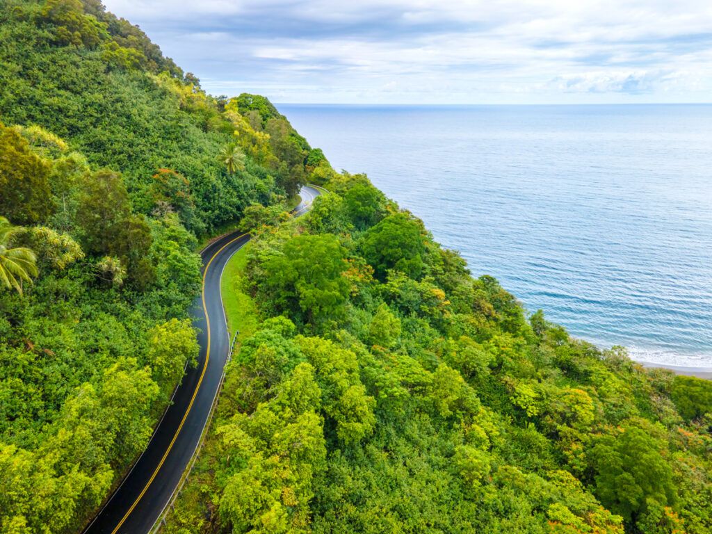 Aerial view of Maui's Road to Hana