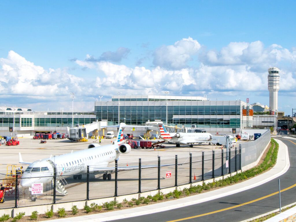 Jets parked at National Airport in Washington, D.C.