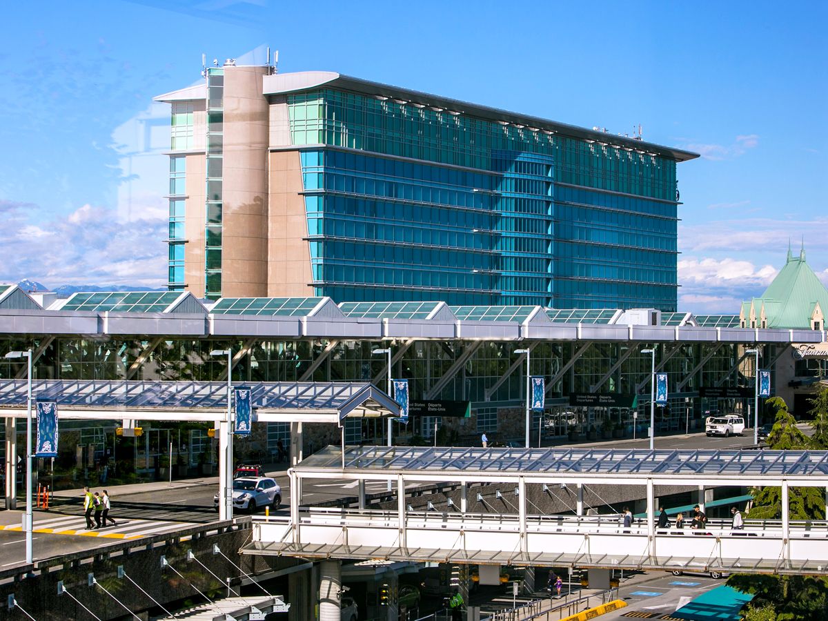 Fairmont Vancouver Airport hotel overlooking departures area