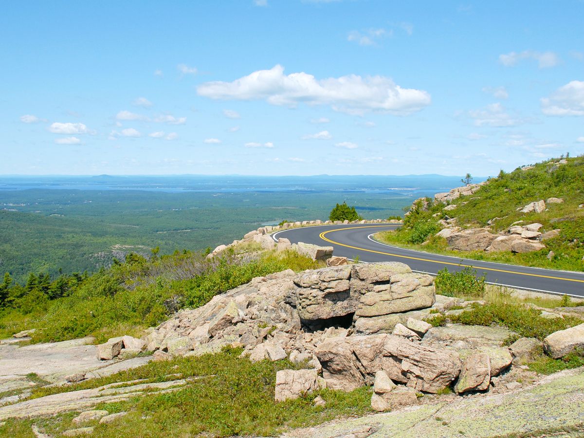 Scenic roadway in Acadia National Park in Maine