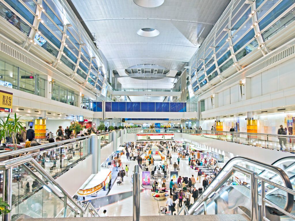 Busy terminal at Dubai International Airport