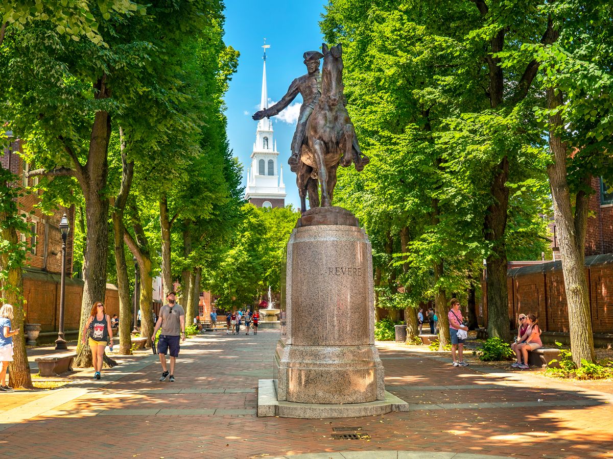 Statue of Paul Revere along the Boston Freedom Trail in Massachusetts