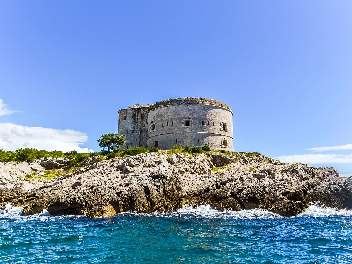 Mamula Island seen from the Bay of Kotor in Montenegro