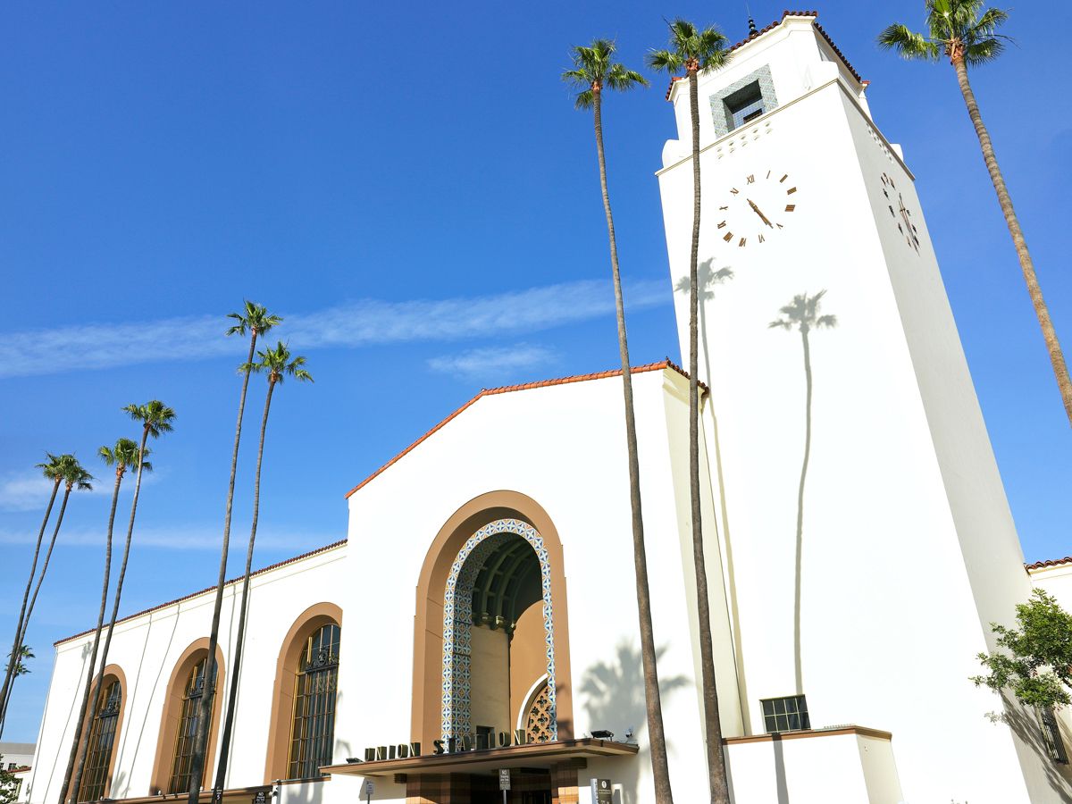 Palm trees outside Los Angeles Union Station