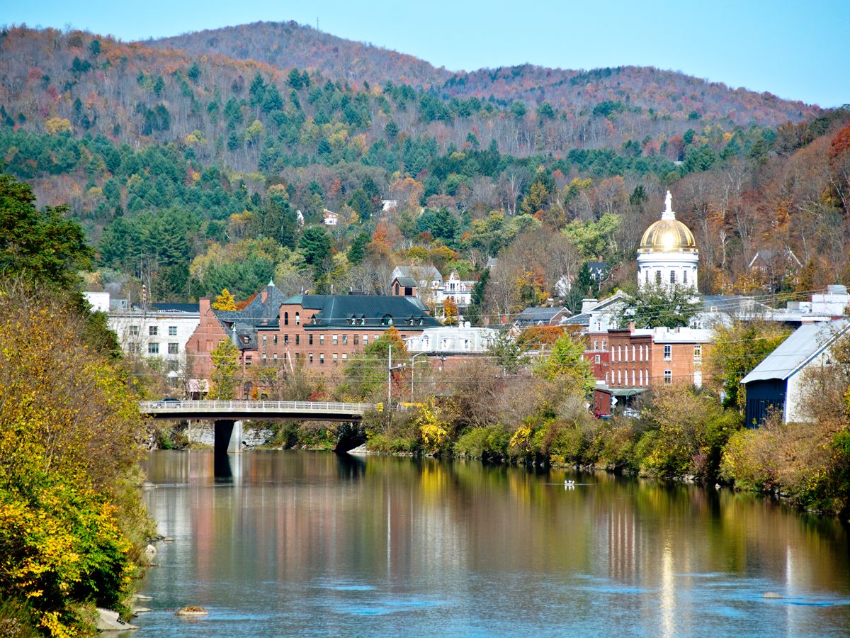Winooski River flowing through Montpelier, Vermont