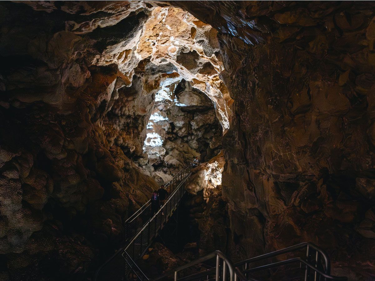 Visitors exploring Jewel Cave National Monument in South Dakota