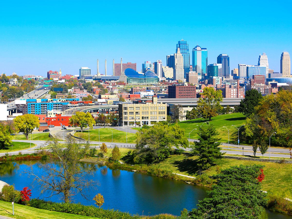 Aerial view of Kansas City skyline
