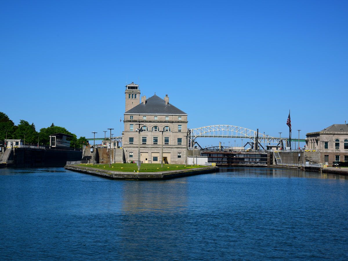 Soo Locks Bridge in Sault Ste. Marie, Michigan