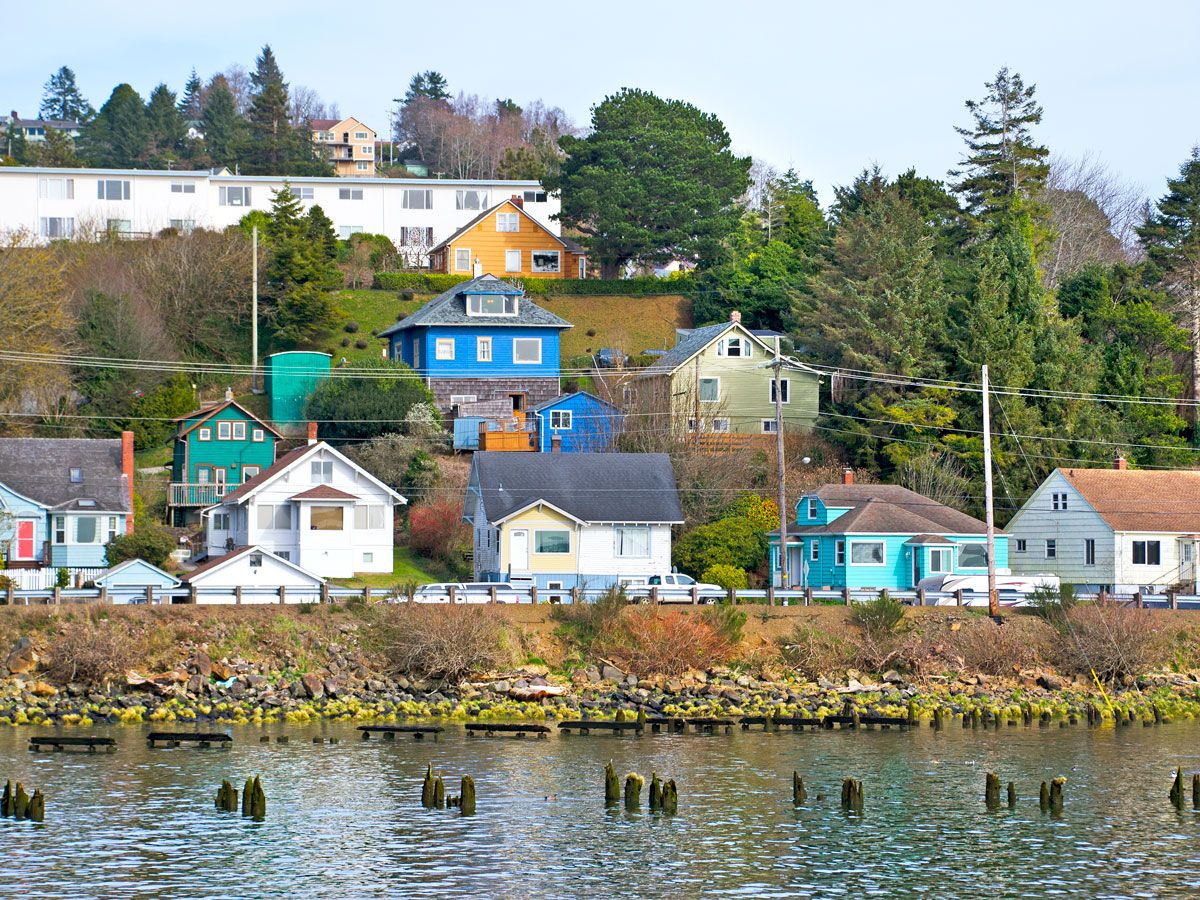 Waterfront buildings in Astoria, Oregon