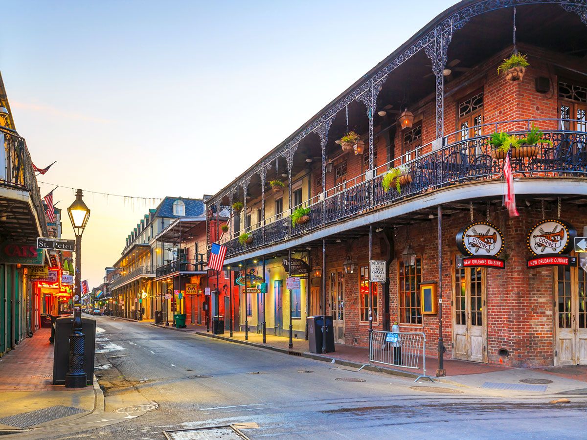French Quarter in New Orleans seen at dusk