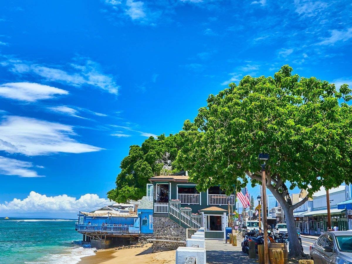 Oceanfront businesses in Lahaina, Maui
