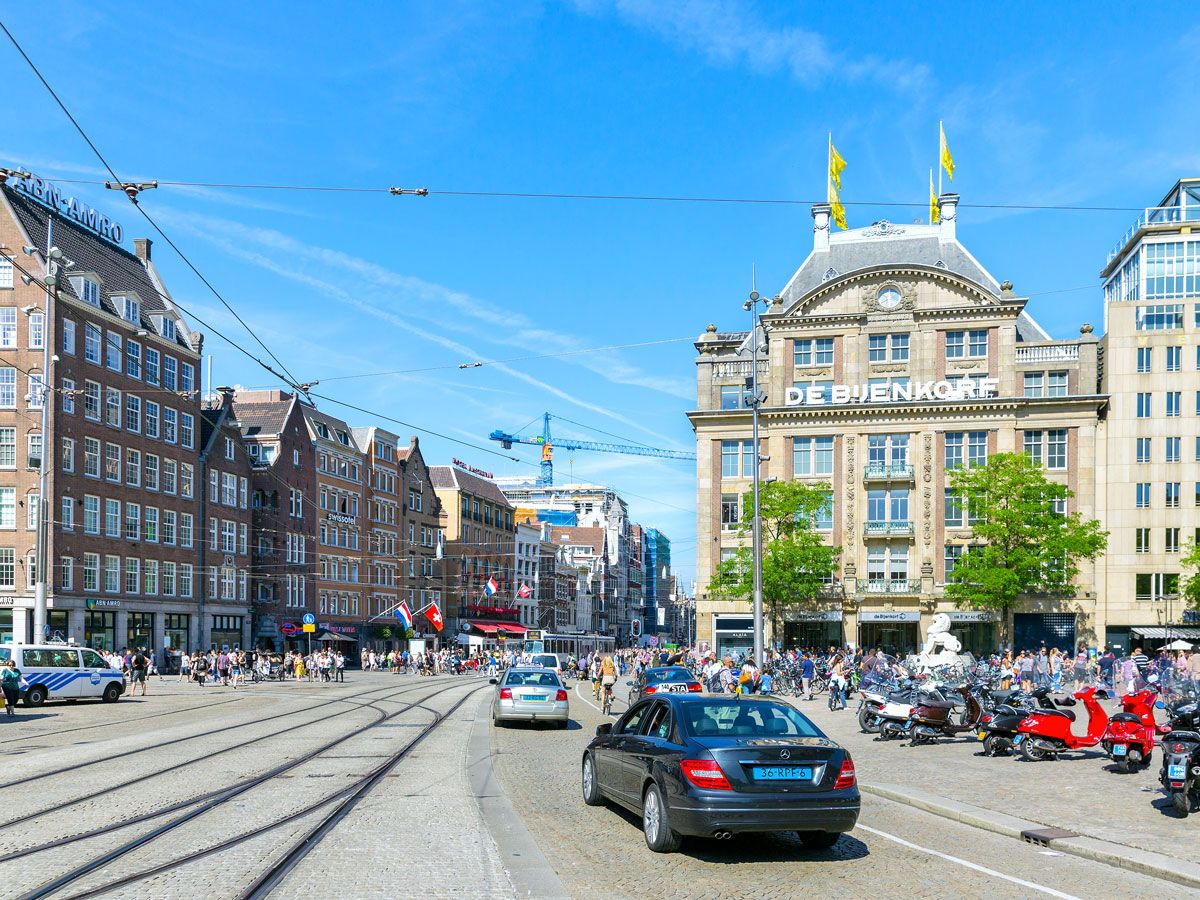 Busy street in Amsterdam