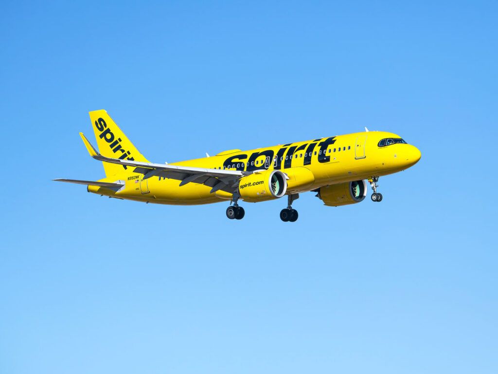 Spirit Airlines Airbus A320NEO on approach