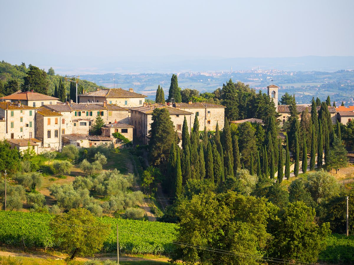 Hilltop town in Tuscany, Italy
