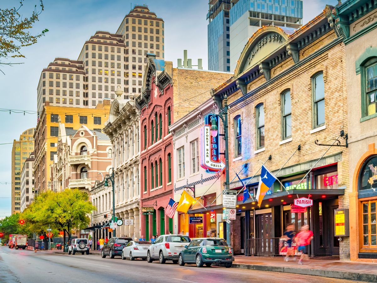 Entertainment district in downtown Austin, Texas