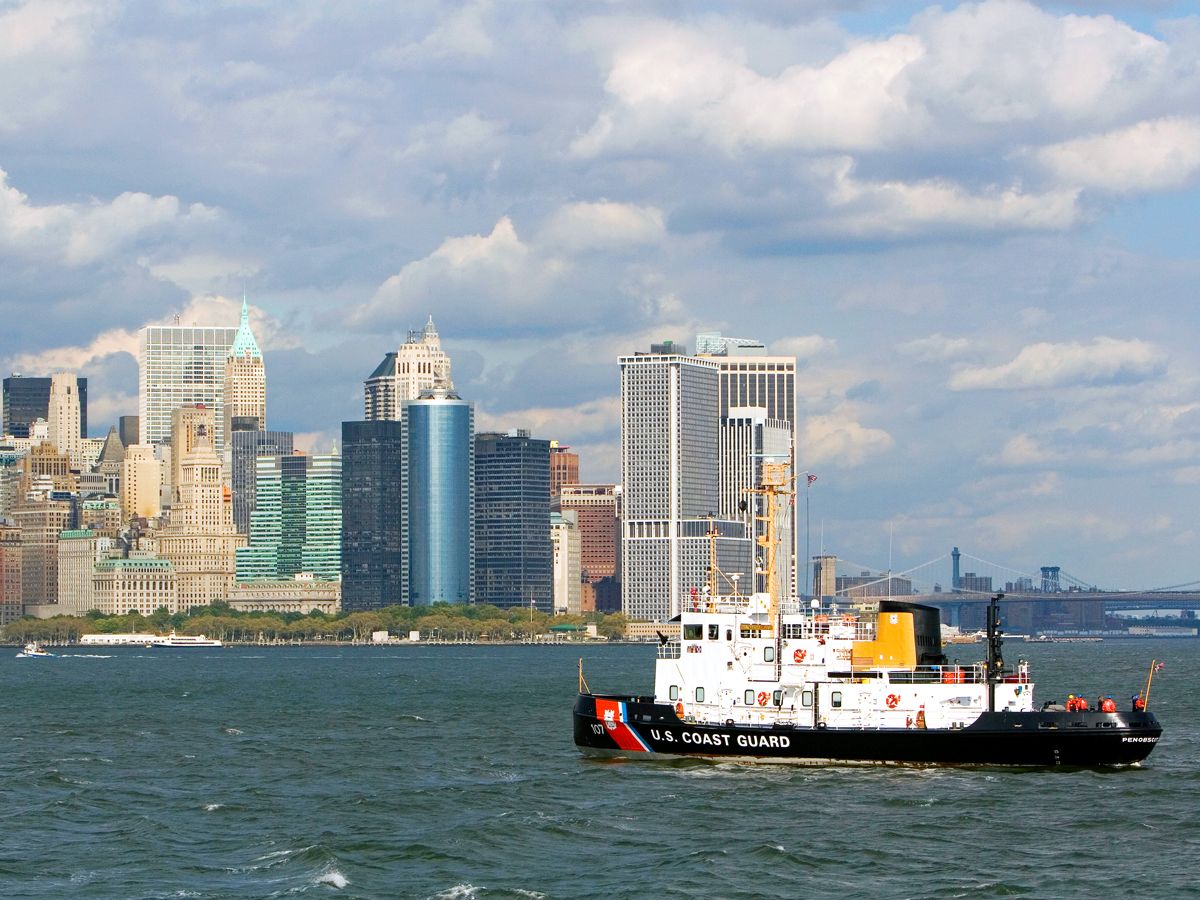 U.S. Coast Guard ship in New York Harbor