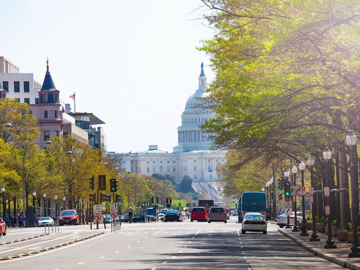 Road leading toward the U.S. Capitol in Washington, D.C.
