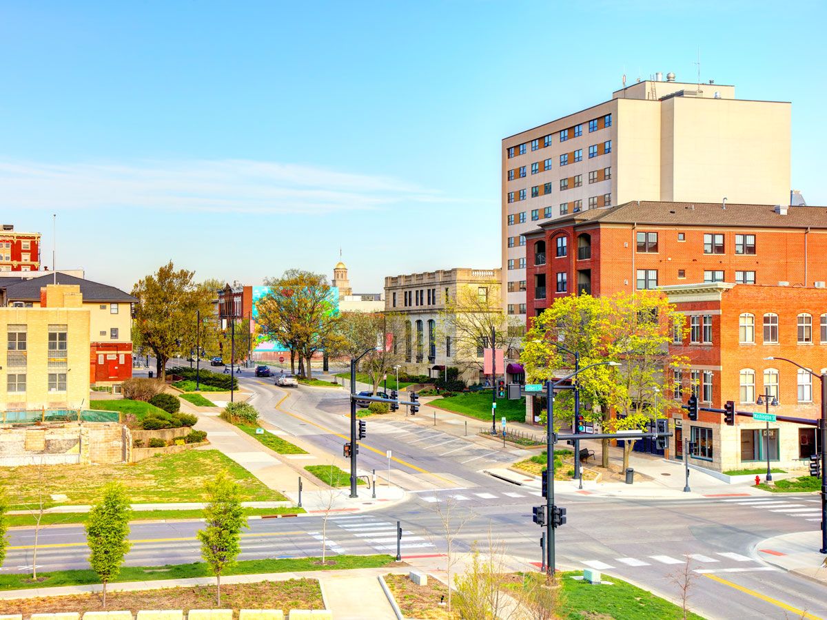 Intersection in Iowa City, Iowa