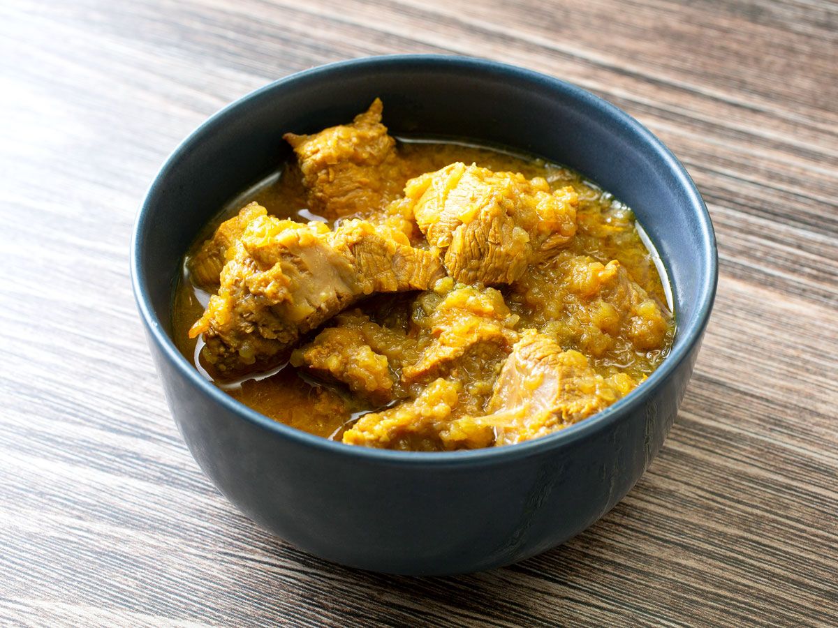 Bowl of Ethiopian yebeg wot