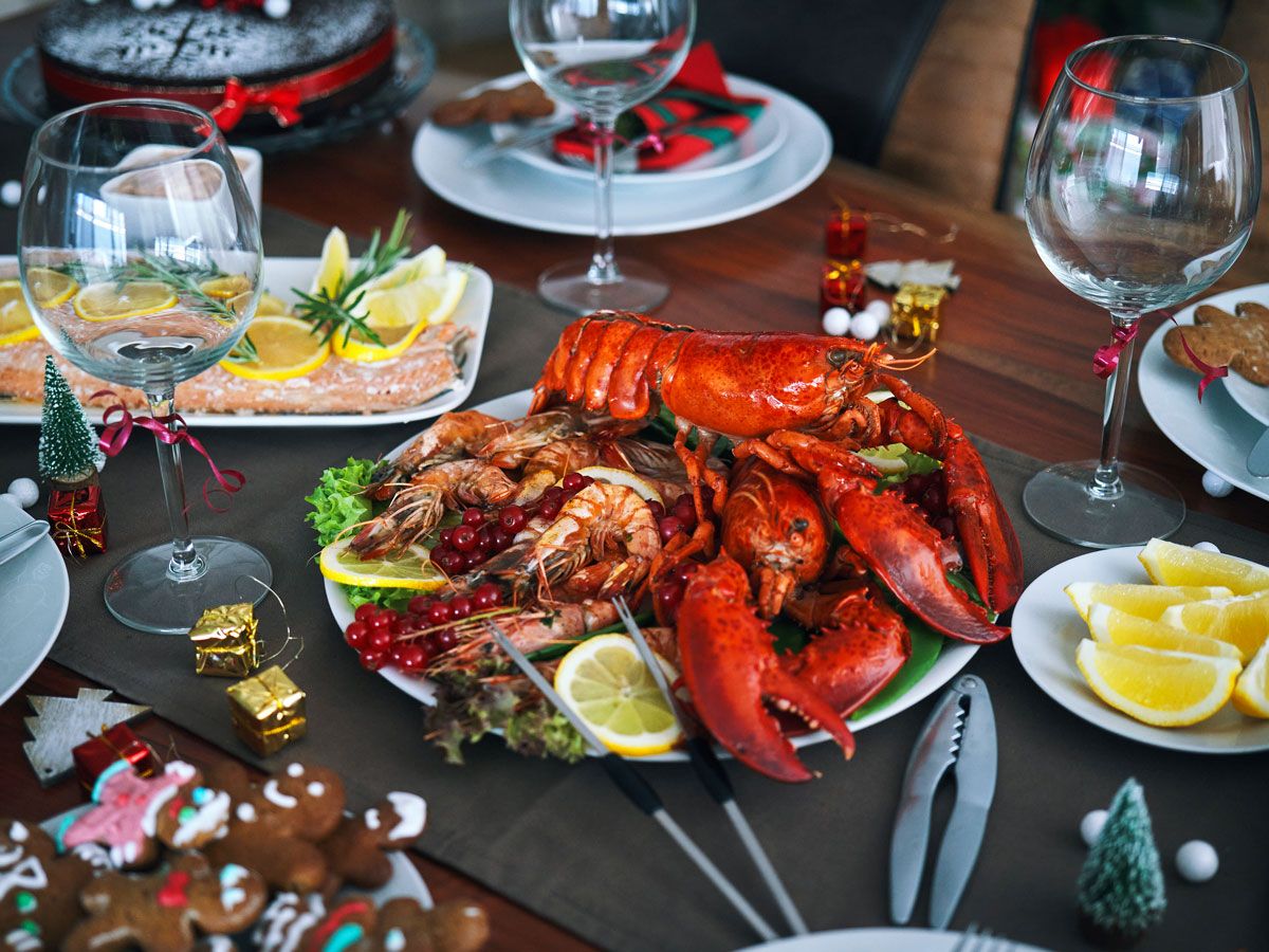 Feast of the Seven Fishes on table