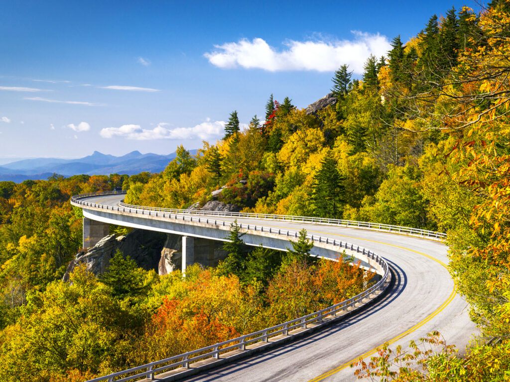 Blue Ridge Parkway winding through North Carolina mountains