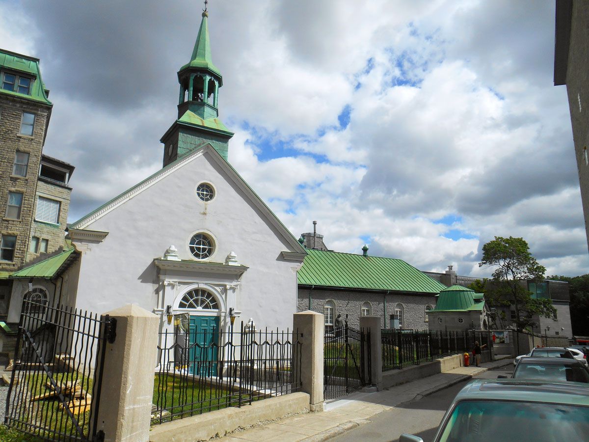 Church with bell tower at Monastère des Augustines in Québec City