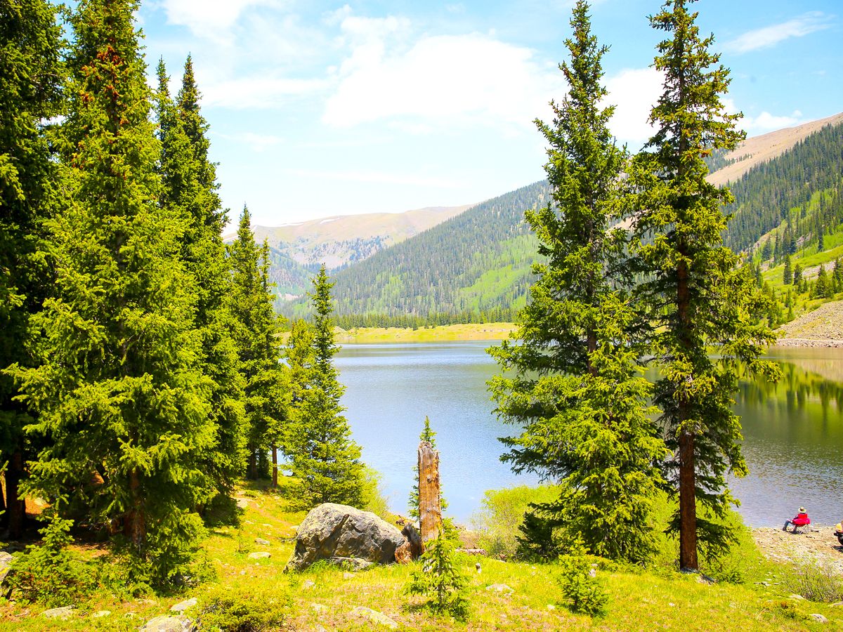 Mirror Lake in Colorado seen through trees