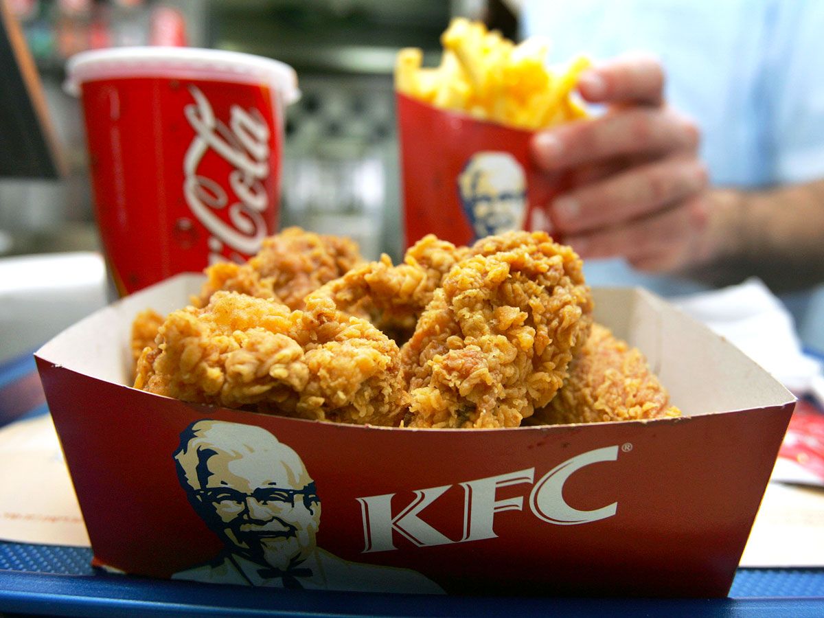 Tray of KFC fried chicken