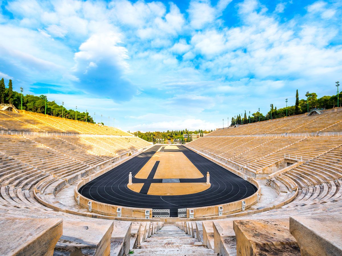 Empty Panathenaic Stadium in Athens, Greece