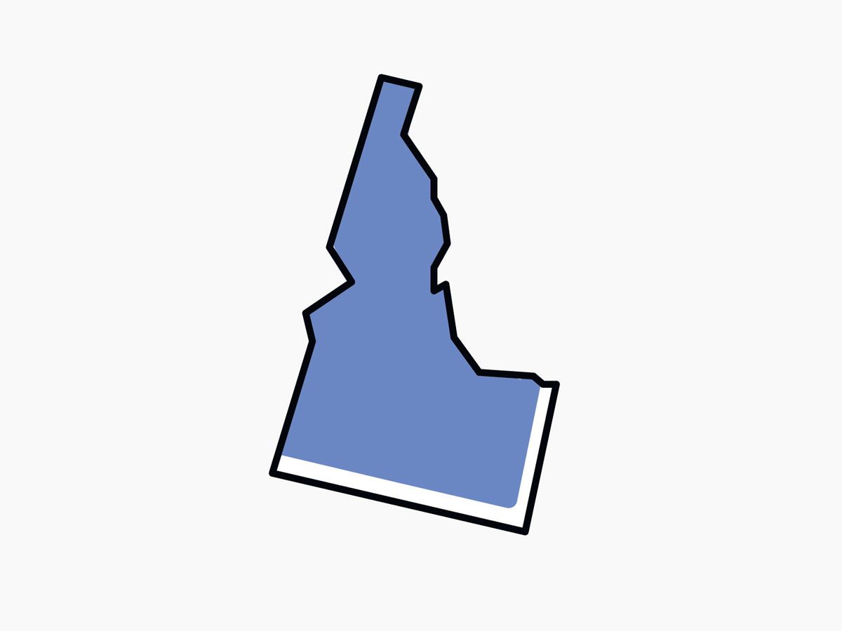 Outline of Idaho on a map