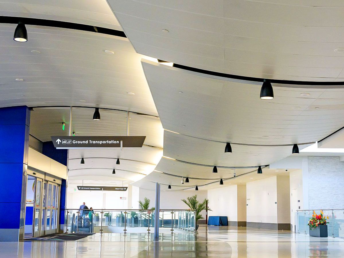 Interior of terminal building at Birmingham-Shuttlesworth International Airport in Alabama