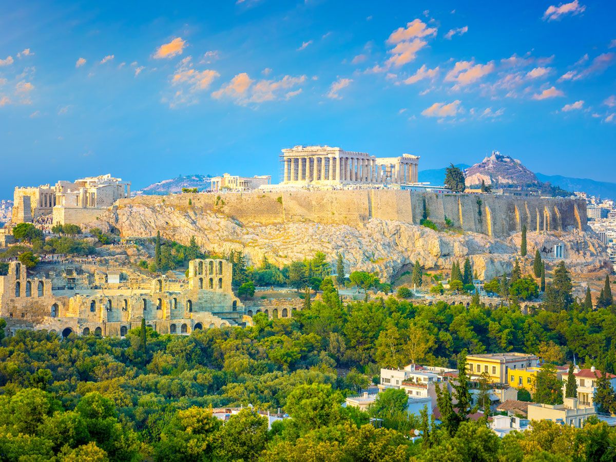 The Acropolis of Athens seen in the distance