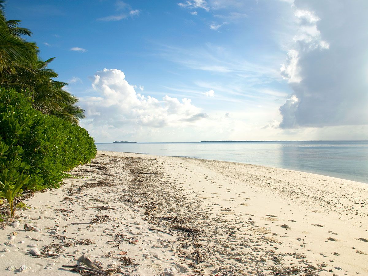 Sandy beach on Diego Garcia island