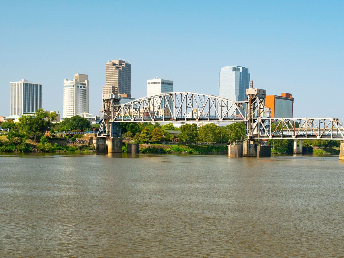 Arkansas River in front of Little Rock skyline