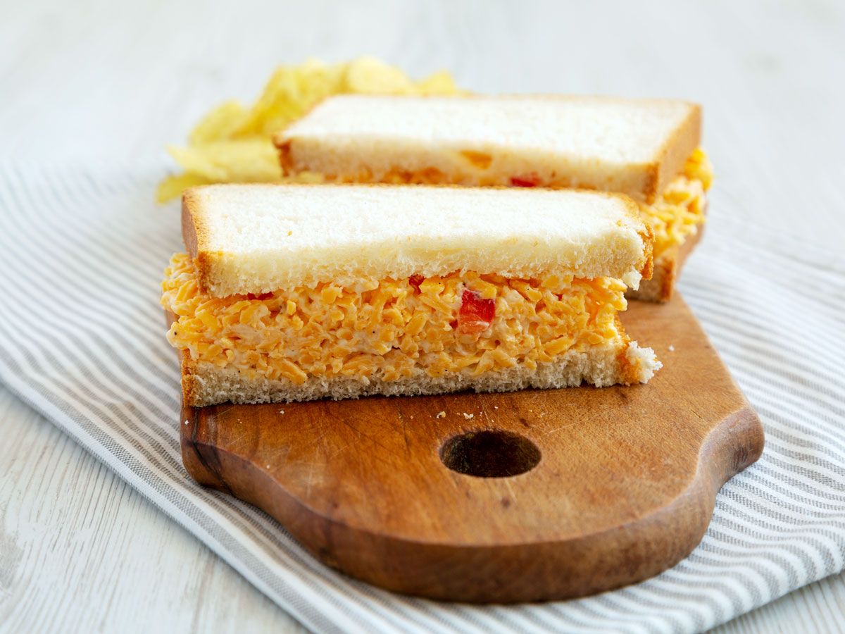 Pimento cheese on cutting board