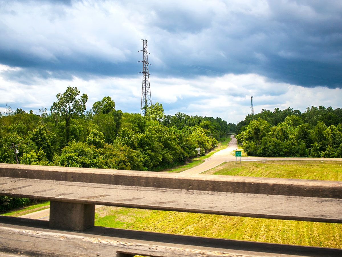 Dark clouds over rural Louisiana