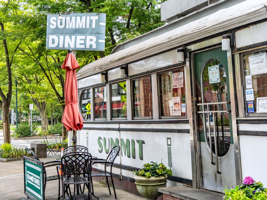Table on patio outside Summit Diner in New Jersey
