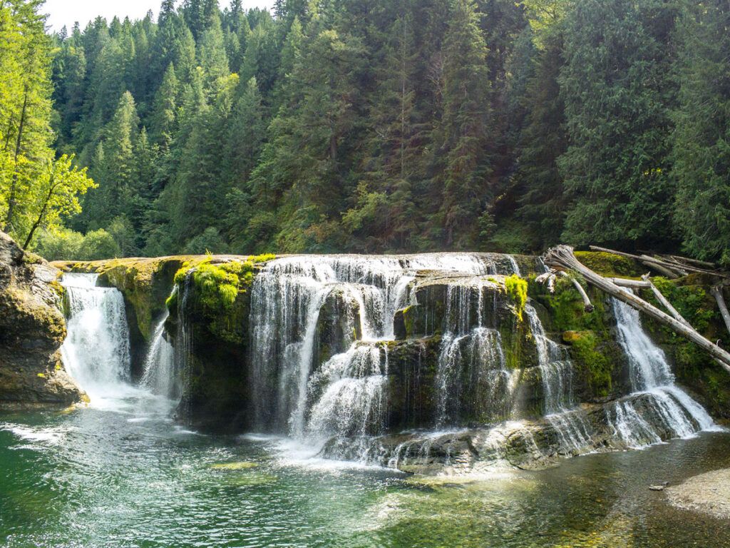 Waterfall in forest outside of Skamania, Washington